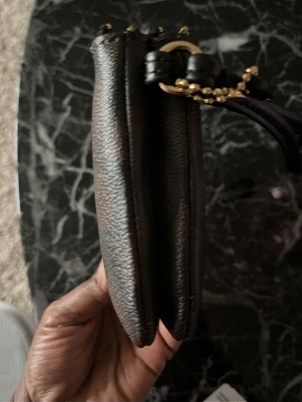 Coach Brown Logo Wristlet with Gold Hardware - Picture 6 of 7